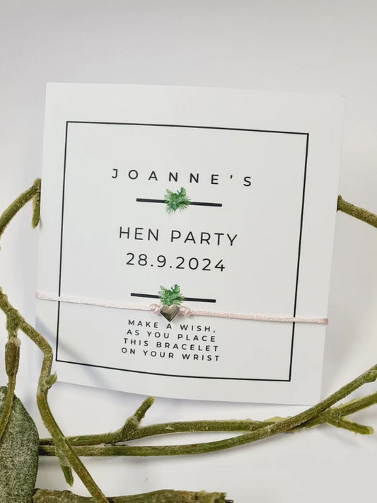 Hen Party Personalised Wish Bracelets - Calligraphy - Girls Weekend- Hen Do- Nikkah - Baby Shower - Botanical - Leaves -504