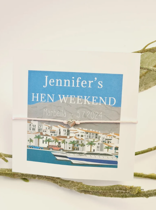 Marbella - Inspired Hen Party Personalised Wish Bracelets -Girls Weekend- Hen Do- Hen Weekend -Birthday -Abroad-C561