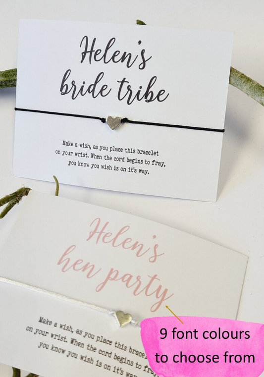 Bride Tribe ~ Hen Party Wish Bracelets - Personalised - Goodie Bag Filler - Hen Weekend, Hen Do, Girls Weekend - Bride to Be - CA6