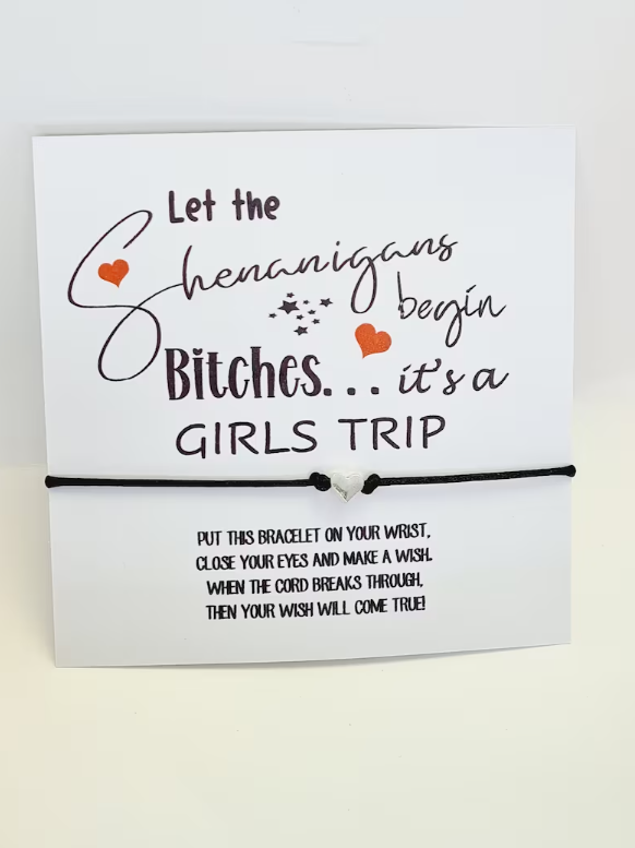 Shenanigans Girls Getaway Gift; Girls Trip; Girls Weekend; Wish Bracelet; Girls Road Trip, Wish Bracelet; Girls Weekend Gift; Hen Party