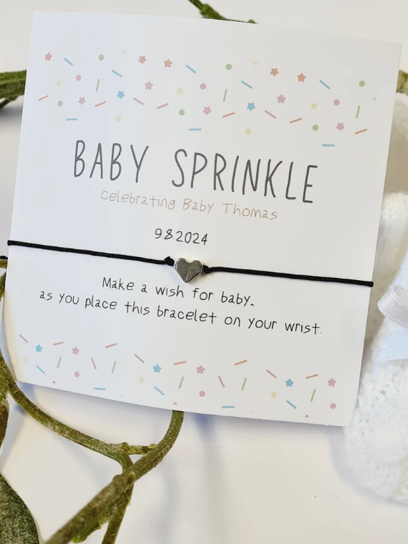 Baby Sprinkle - Personalised Baby Shower Wish Bracelet, Mummy to Be, Charm String Bracelet, Personalised Gift -Celebrating Baby-AQ2