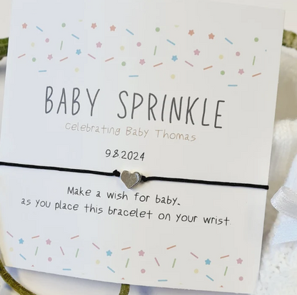 Baby Sprinkle - Personalised Baby Shower Wish Bracelet, Mummy to Be, Charm String Bracelet, Personalised Gift -Celebrating Baby-AQ2