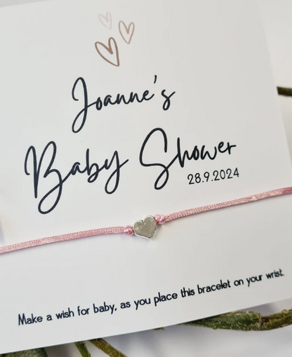 Baby Shower Thank you gift - Personalised Wish Bracelet, Mummy to Be, Charm String Bracelet, Personalised Gift - Hearts - M78