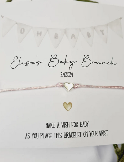 Baby Brunch- Personalised Baby Shower Wish Bracelet, Mummy to Be, Charm String Bracelet, Personalised Gift - 801