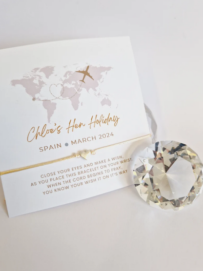 Hen Party Personalised Wish Bracelets - Hen Holiday - Travel - Aeroplane - Abroad - Hen Weekend - Girls Weekend- Hen Do- TR3