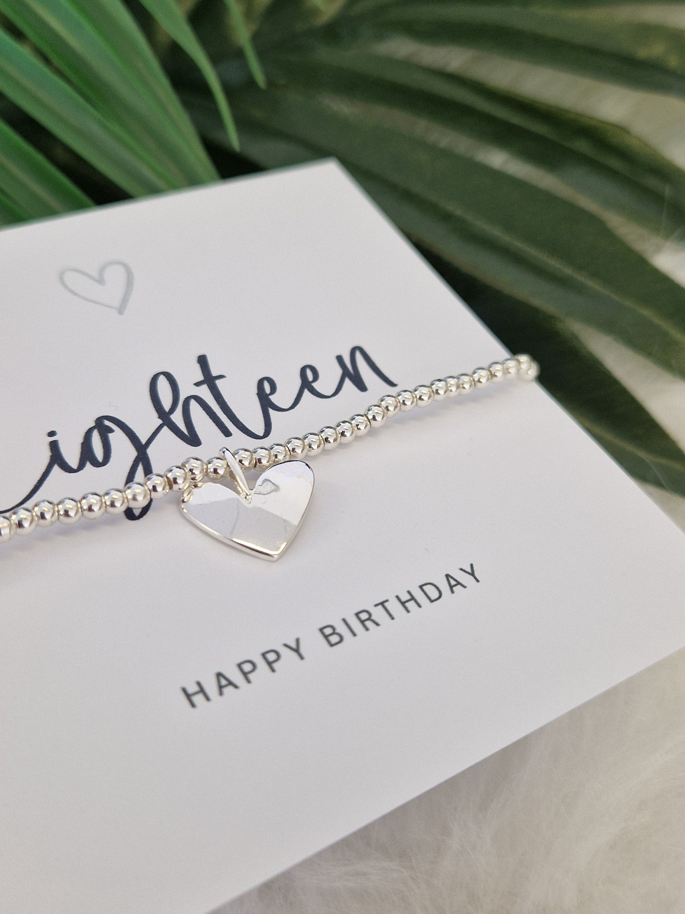 18, Eighteen Happy Birthday Silver Plated Bracelet,  Heart Charm I 18th Birthday Bracelet, 18th Birthday Gift, Happy 18th gift E4