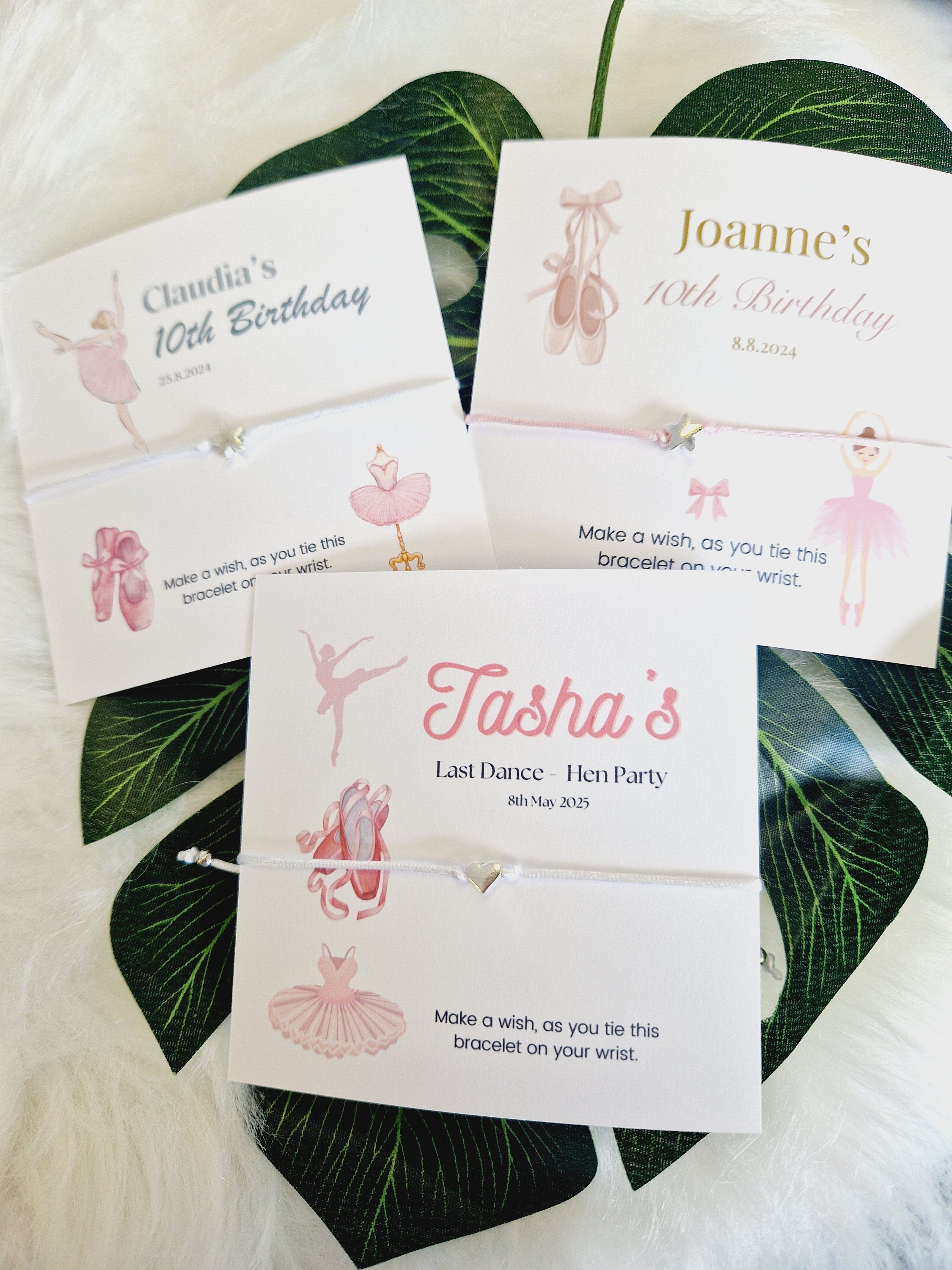 Ballet Dancer Design Birthday - Wish String Charm Bracelet - Party bag filler - Personalised - Hen Party - Hen Weekend Party Ballet 1