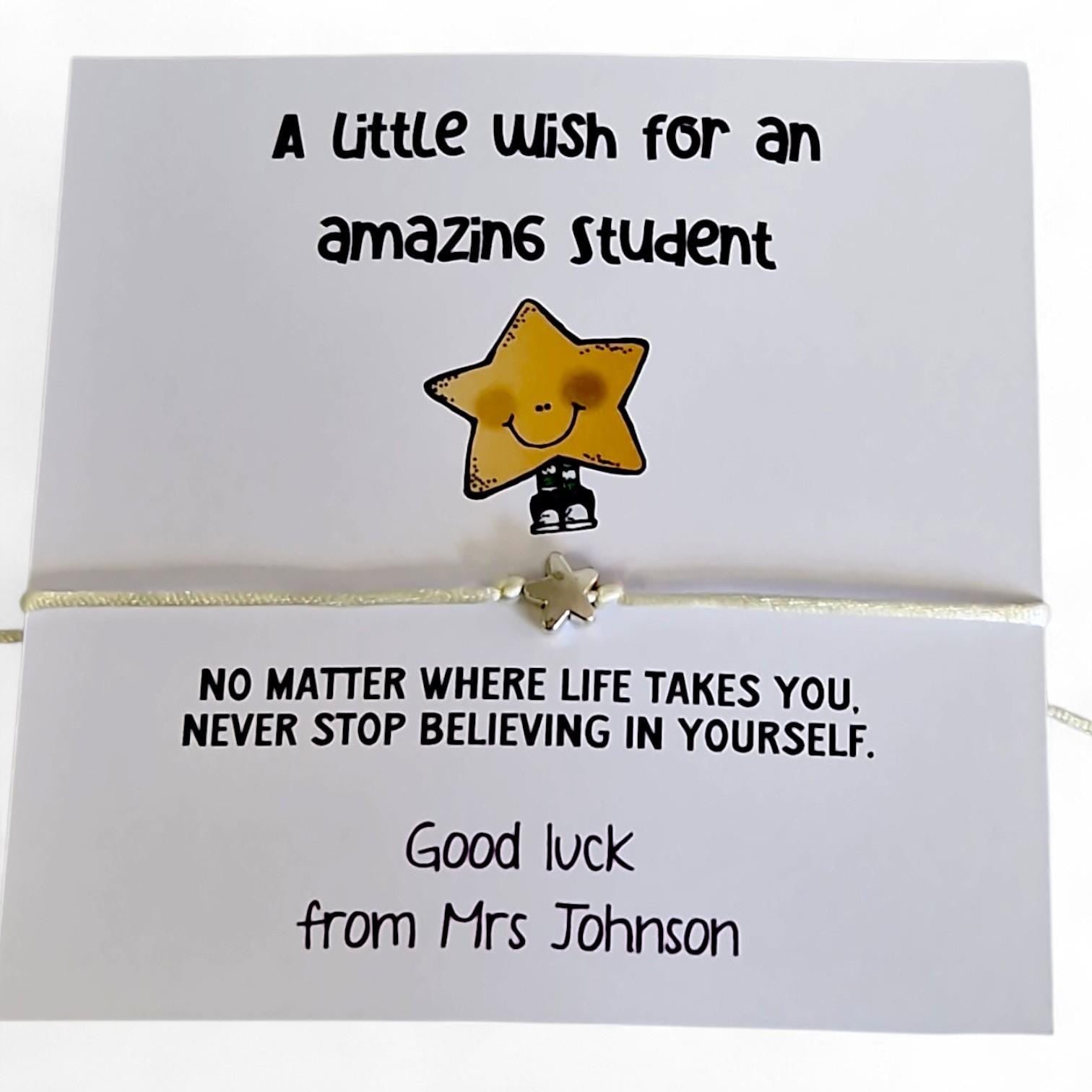 A Little Wish for a Student Bracelet | Student Gift | Exam Good Luck Gift | Inspirational Wish Bracelet Class of 2026 - Bulk (Copy)