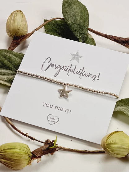 Congratulations, you did it! - Silver plated charm bracelet & silver star charm