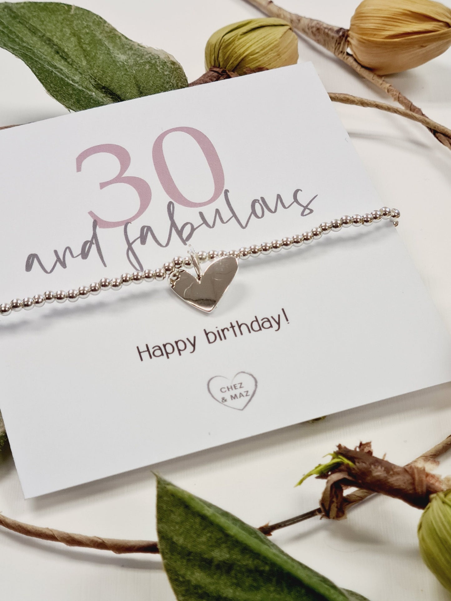 30 and Fabulous I 30th Birthday I 30 I Thirty I  Happy birthday - Silver plated charm bracelet & silver heart charm I 30th Birthday Bracelet
