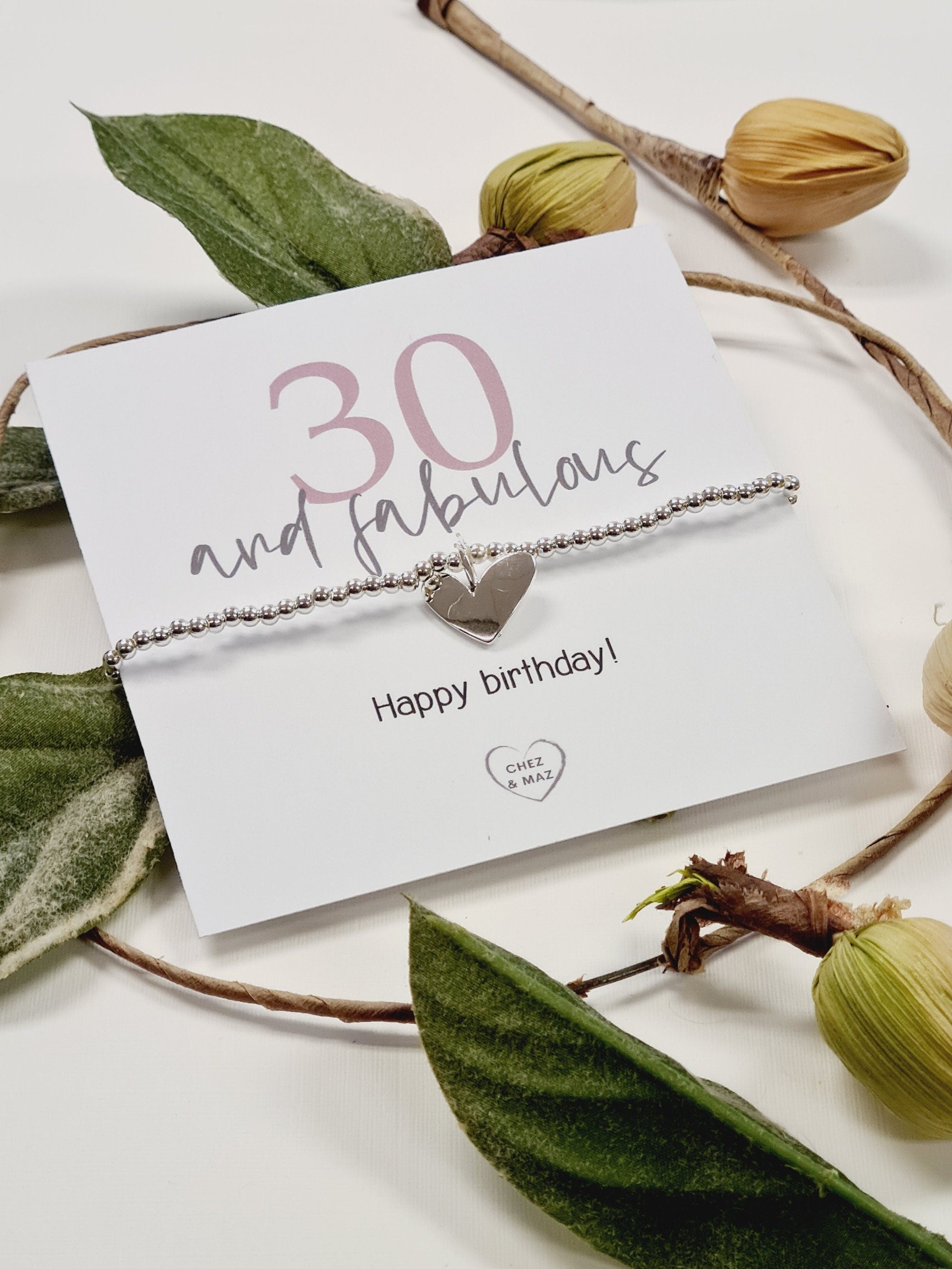 30 and Fabulous I 30th Birthday I 30 I Thirty I  Happy birthday - Silver plated charm bracelet & silver heart charm I 30th Birthday Bracelet