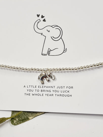 Good Luck - Lucky Elephant - Silver plated charm bracelet & Elephant Charm - Lucky Charm - Travelling - New Job - Baby