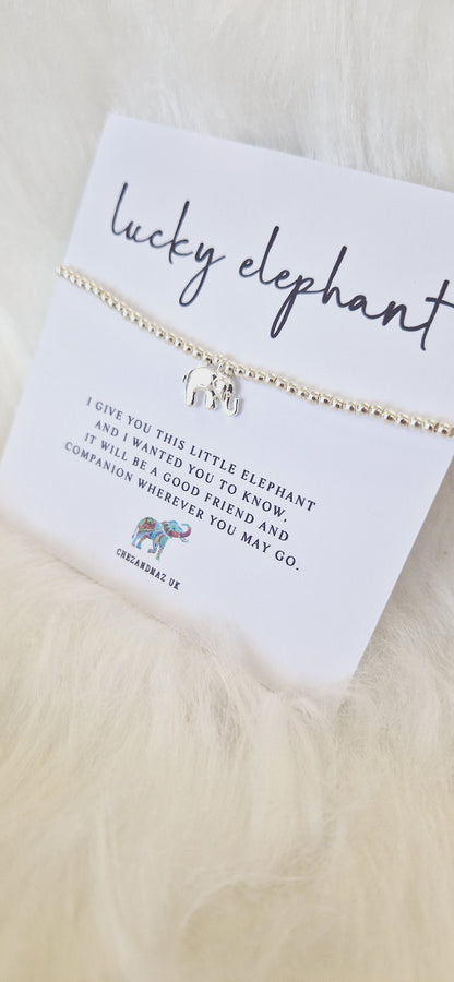 Lucky I Travel Elephant Silver Plated Bracelet I Elephant Charm I Good Luck Charm I Travelling I Elephant Lover I Lucky Elephant I A2