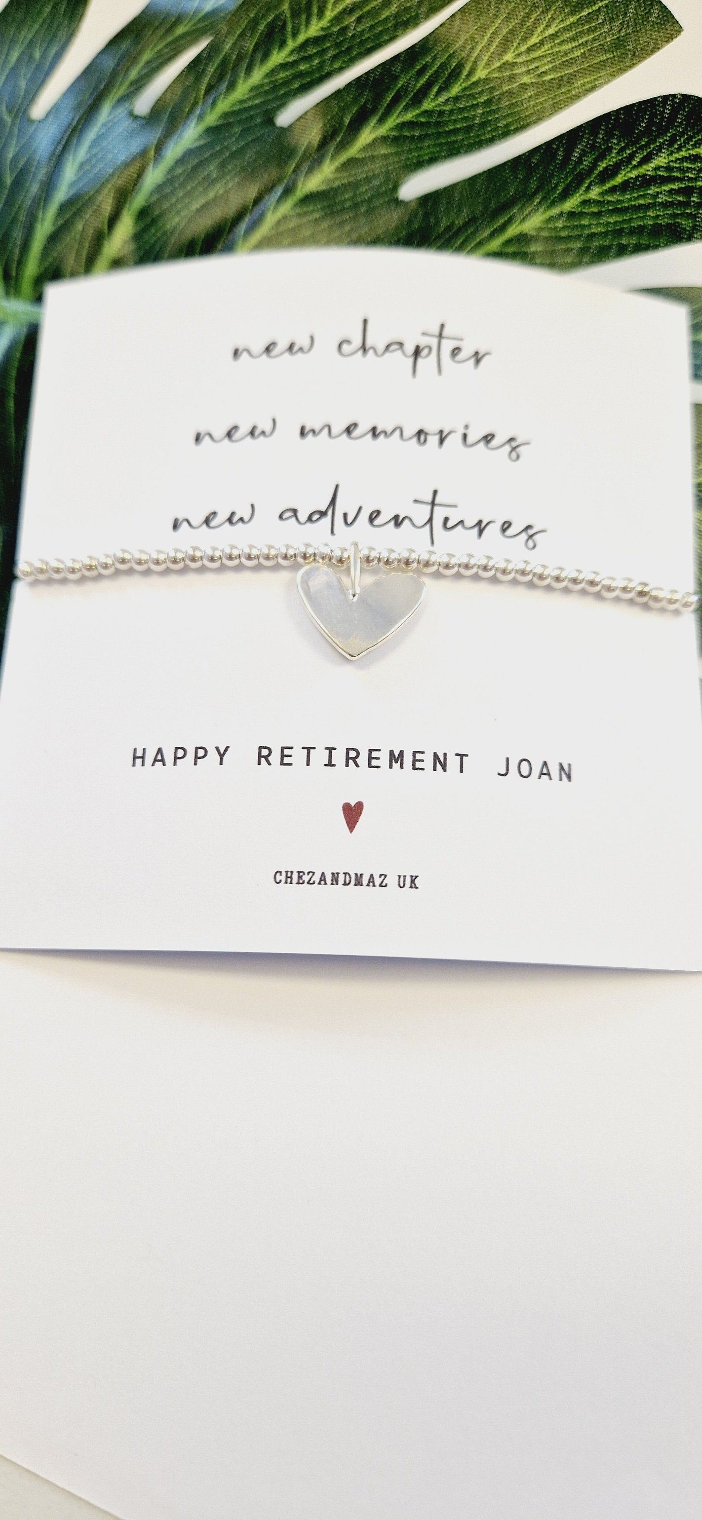 Personalised Retirement Bracelet  | Good Luck  I New Chapter I New Memories I New Adventures | Silver Plated Charm Bracelet  RT100