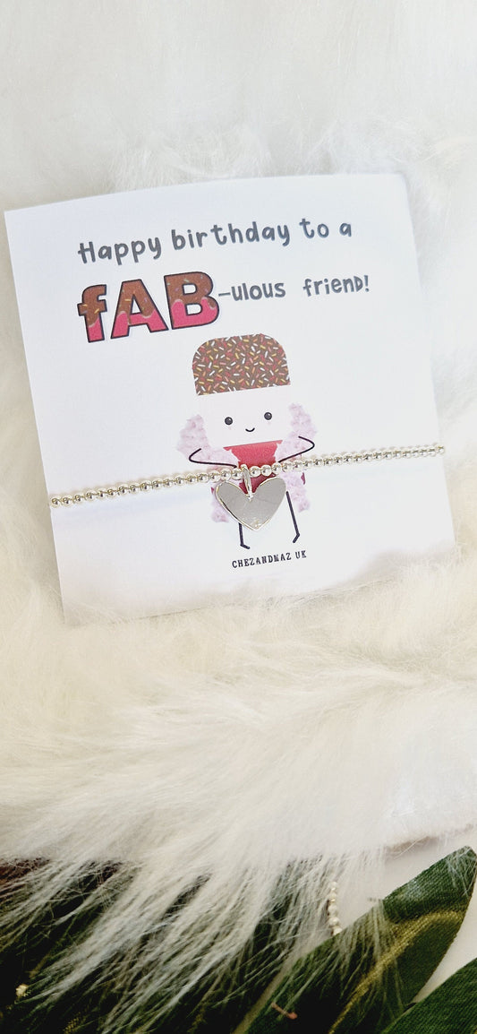 Happy Birthday to a FAB-ulous friend I  Fab Bracelet I Birthday Gift I Milestone Birthdays I Funny, Charm Bracelet