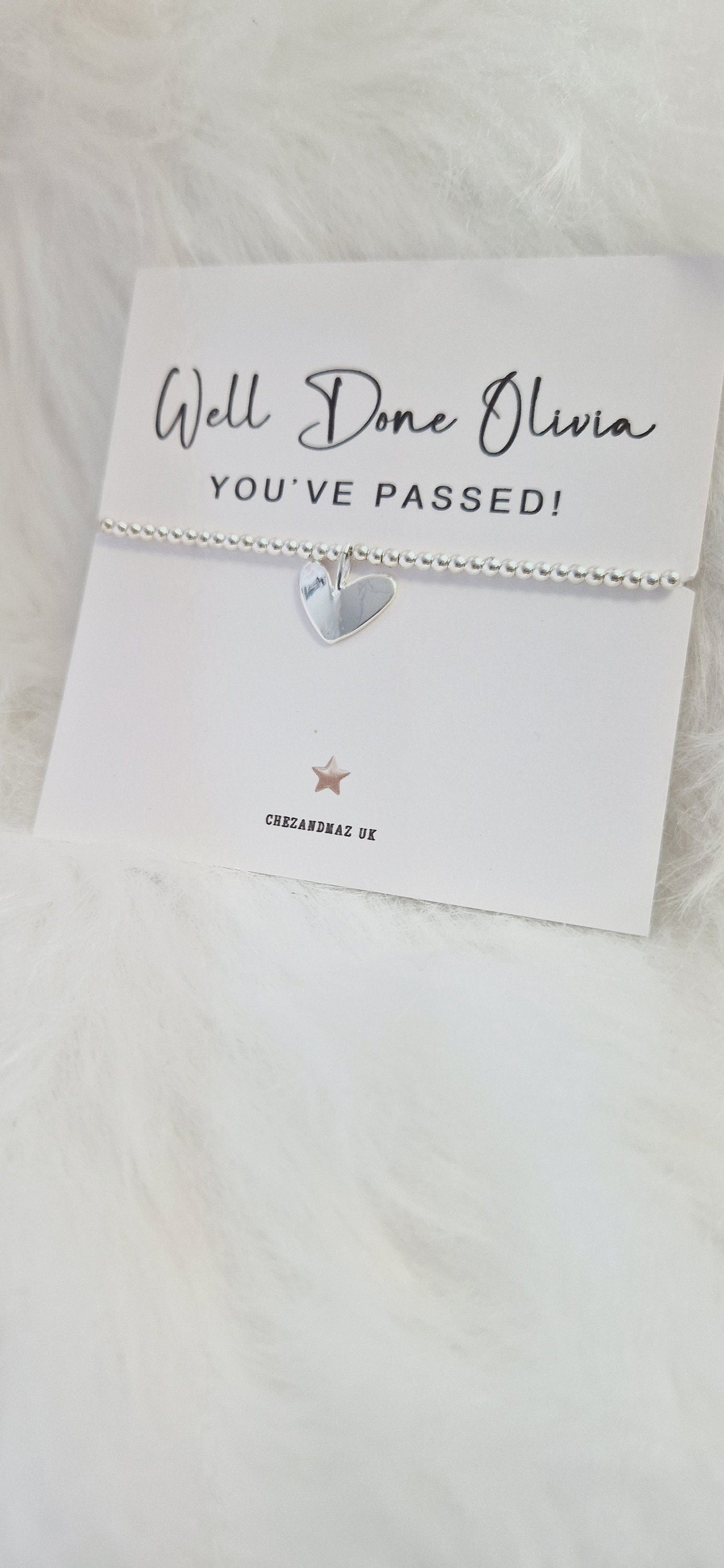 Congratulations I Personalised I Passing Exams A level, Degree, GCSE I Driving Test I  Silver plated charm bracelet & silver heart charm