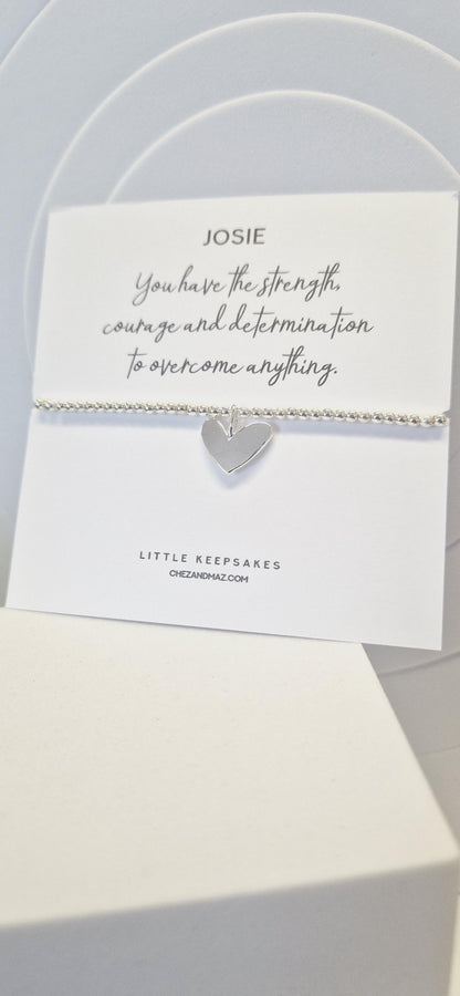 Personalised I You have the strength the courage and determination to overcome anything | Empowering Gift | Silver Stacking Bracelet I JU6st