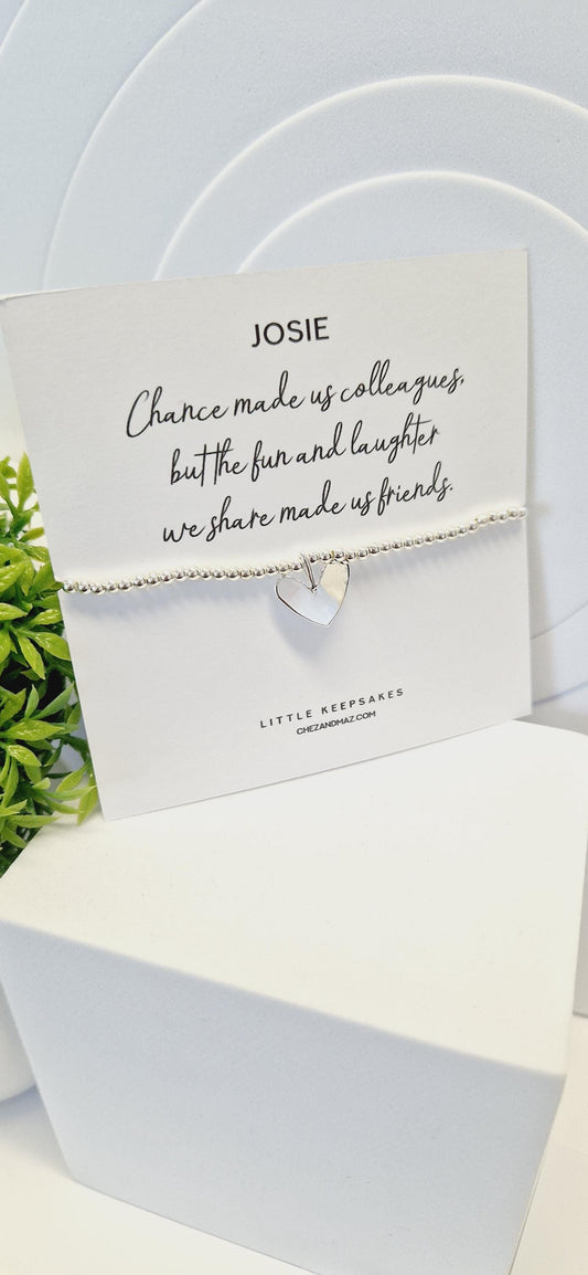 Personalised Chance made us Colleagues Friendship Gift | Leaving Gift | Retirement Gift | Work Friend I Silver Plated Charm Bracelet JU6