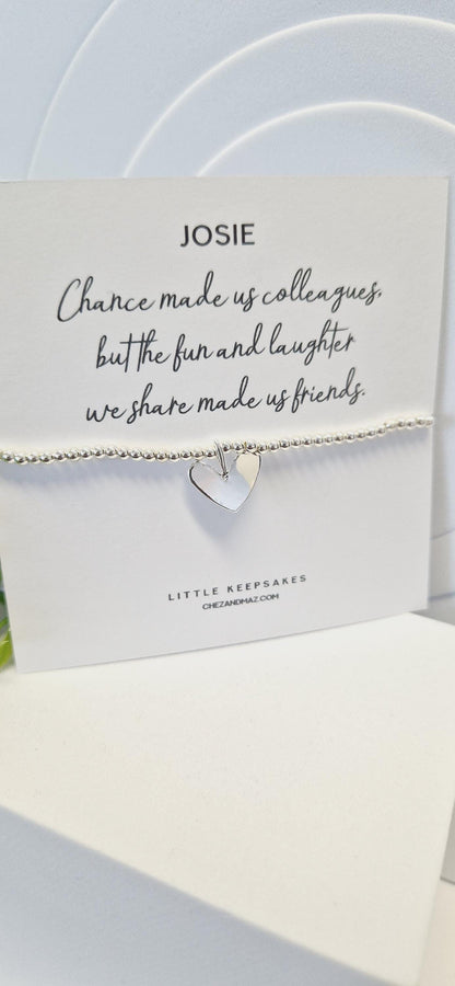 Personalised Chance made us Colleagues Friendship Gift | Leaving Gift | Retirement Gift | Work Friend I Silver Plated Charm Bracelet JU6