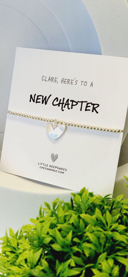 New Chapter Personalised I Silver Bracelet I New Chapter Gift I Heart I New Home I Job I New Start I Starting a new Chapter in Life RT100