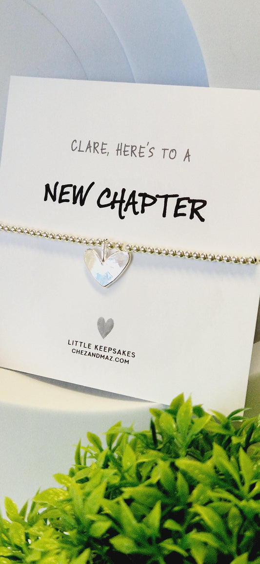 New Chapter Personalised I Silver Bracelet I New Chapter Gift I Heart I New Home I Job I New Start I Starting a new Chapter in Life RT100