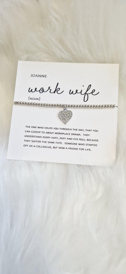Personalised Work Wife I  Friendship Gift | Leaving Gift Colleague | Retirement Gift | Work Friend I Silver Plated Charm WW3