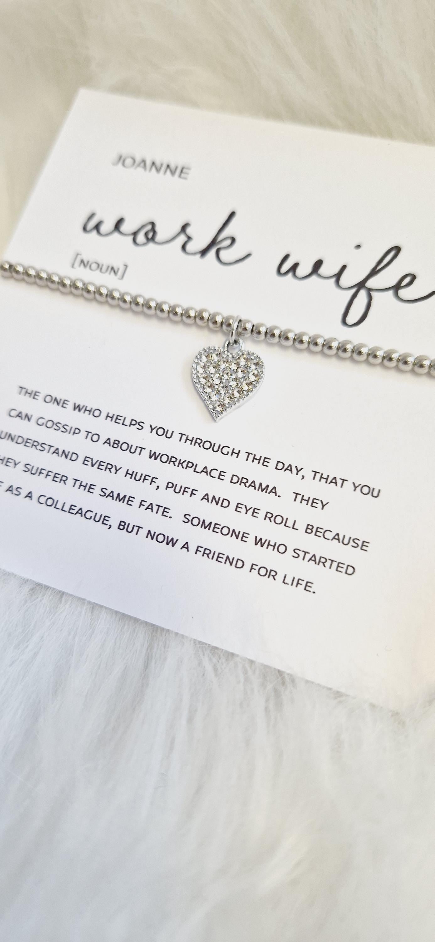 Personalised Work Wife I  Friendship Gift | Leaving Gift Colleague | Retirement Gift | Work Friend I Silver Plated Charm WW3