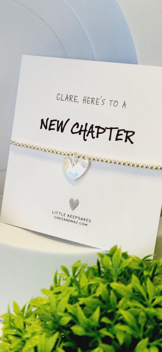 New Chapter Personalised I Silver Bracelet I New Chapter Gift I Heart I New Home I Job I New Start I Starting a new Chapter in Life RT100