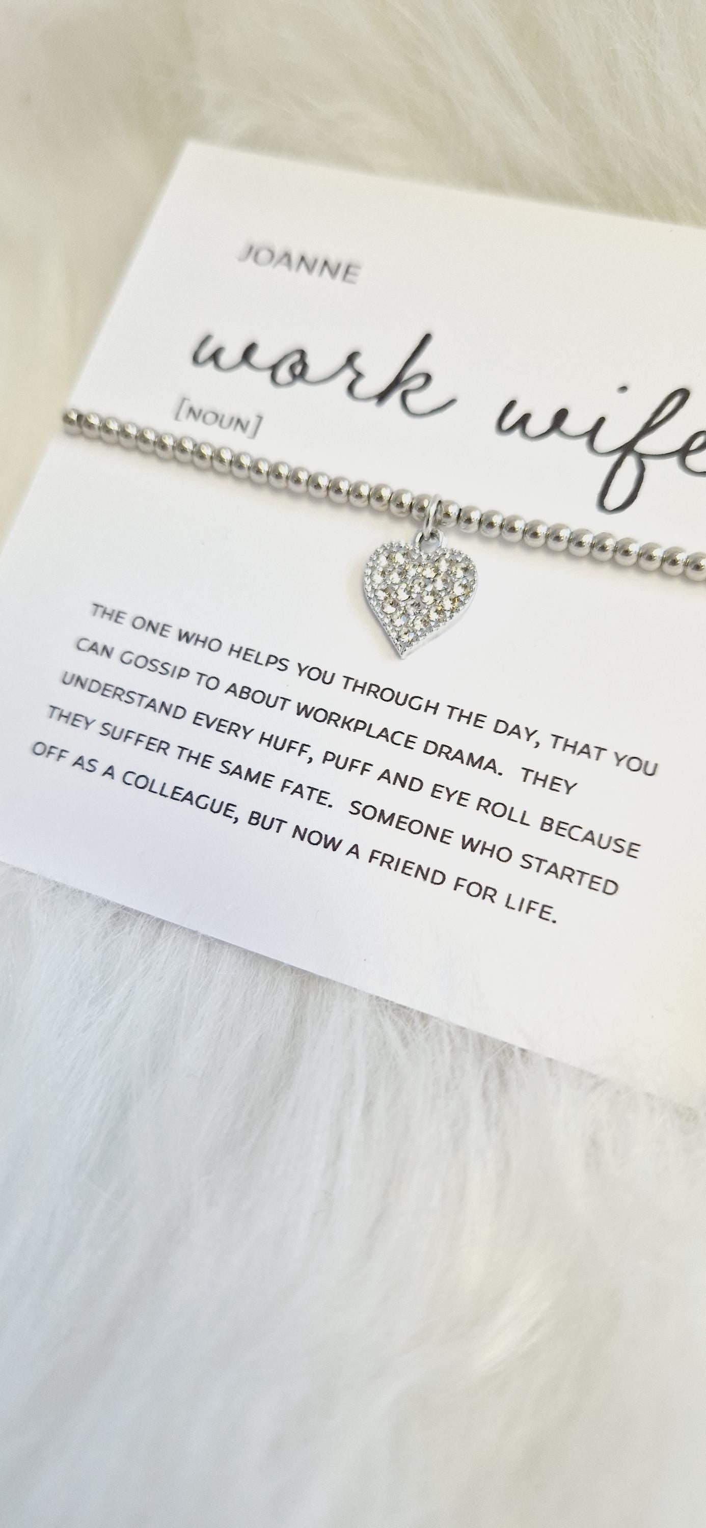 Personalised Work Wife I  Friendship Gift | Leaving Gift Colleague | Retirement Gift | Work Friend I Silver Plated Charm WW3