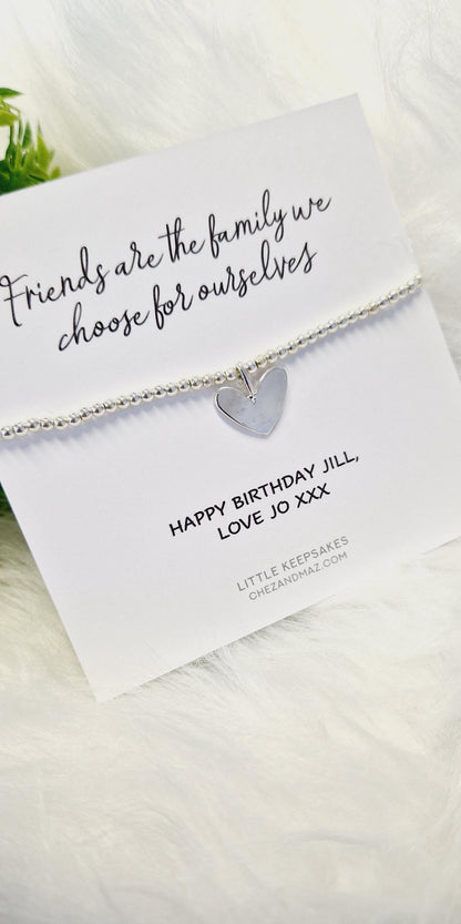 Friends are the family we choose for ourselves I Friendship Gift | Family | Silver Plated Bracelet | Best Friend Gift Birthday I  Charm JU6