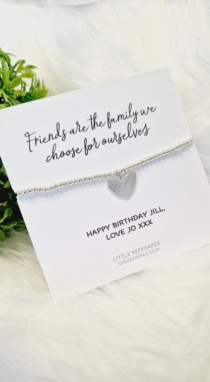 Friends Are the Family We Choose for Ourselves Bracelet – Silver Plated Friendship Jewellery, Gift for Best Friend, Chosen Family Quote JU6