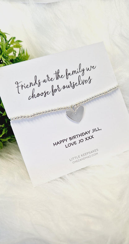 Friends are the family we choose for ourselves I Friendship Gift | Family | Silver Plated Bracelet | Best Friend Gift Birthday I  Charm JU6