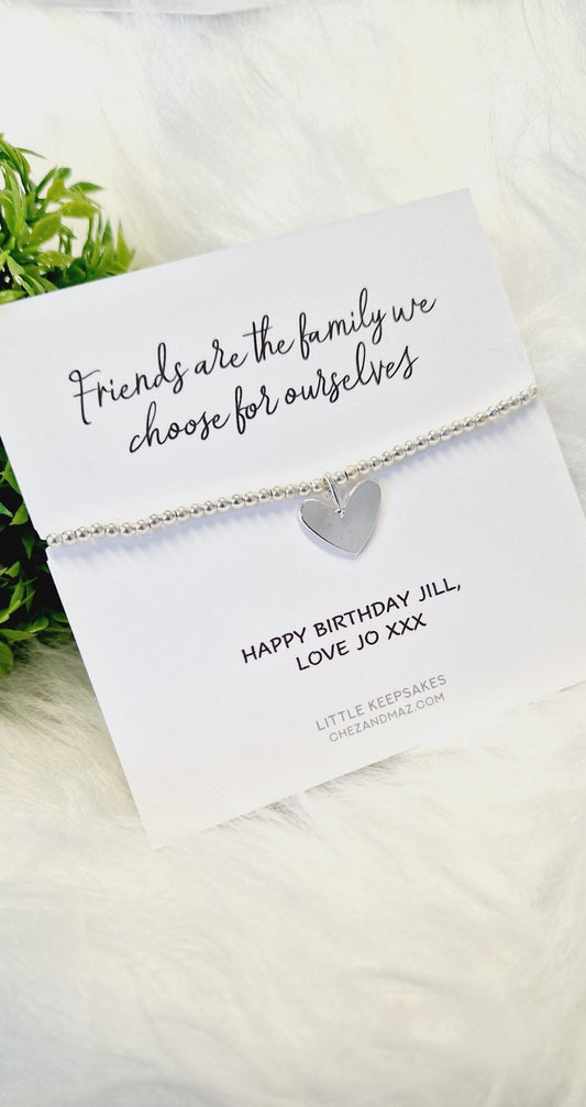 Friends are the family we choose for ourselves I Friendship Gift | Family | Silver Plated Bracelet | Best Friend Gift Birthday I  Charm JU6