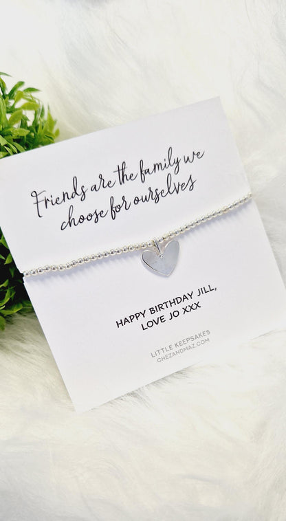 Friends are the family we choose for ourselves I Friendship Gift | Family | Silver Plated Bracelet | Best Friend Gift Birthday I  Charm JU6