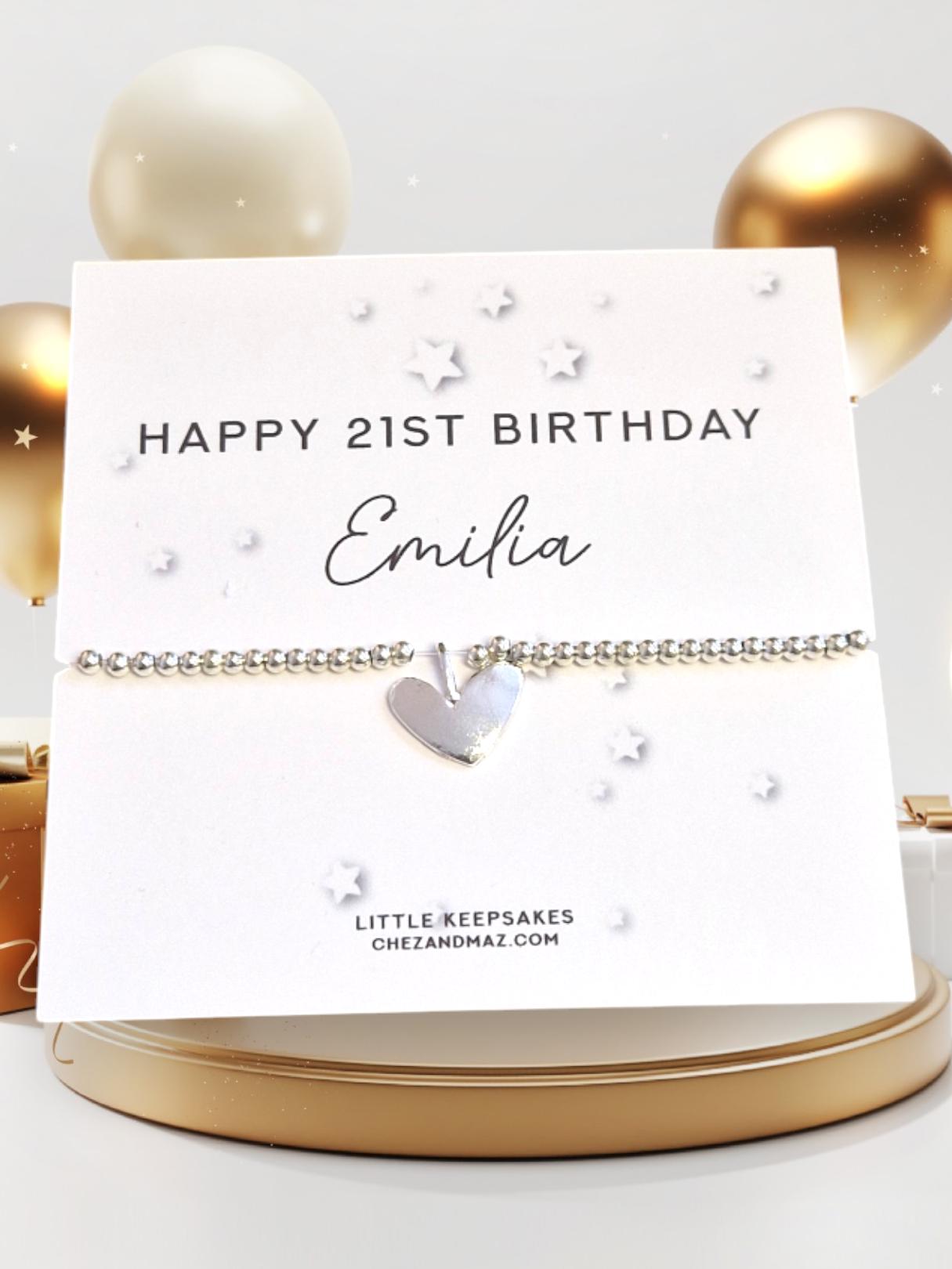 Personalised I Happy 21st Birthday I 21 Twenty One I  Silver Plated Charm Bracelet & Silver Coloured Charm I 21st Birthday Keepsake- M6