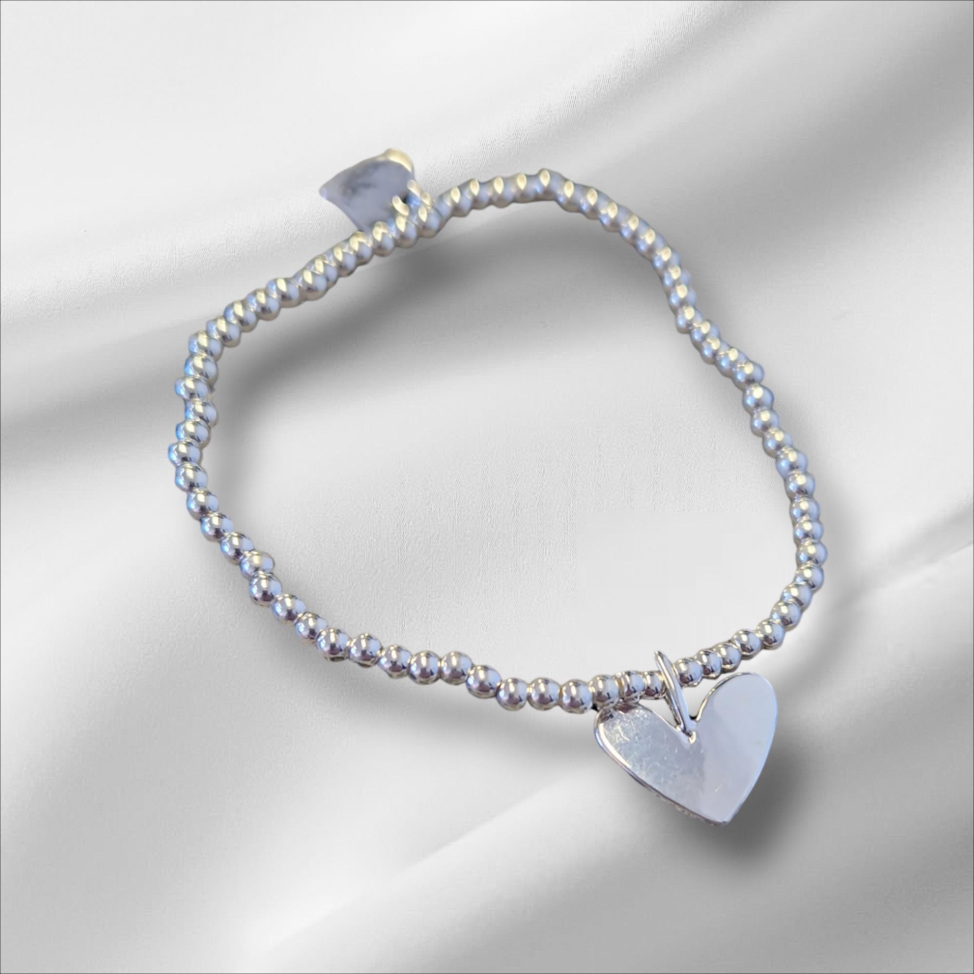 50th Birthday Bracelet | Silver Plated Heart Charm | Gift for Her | Milestone Birthday Jewellery | Personalised Birthday Gift for Women