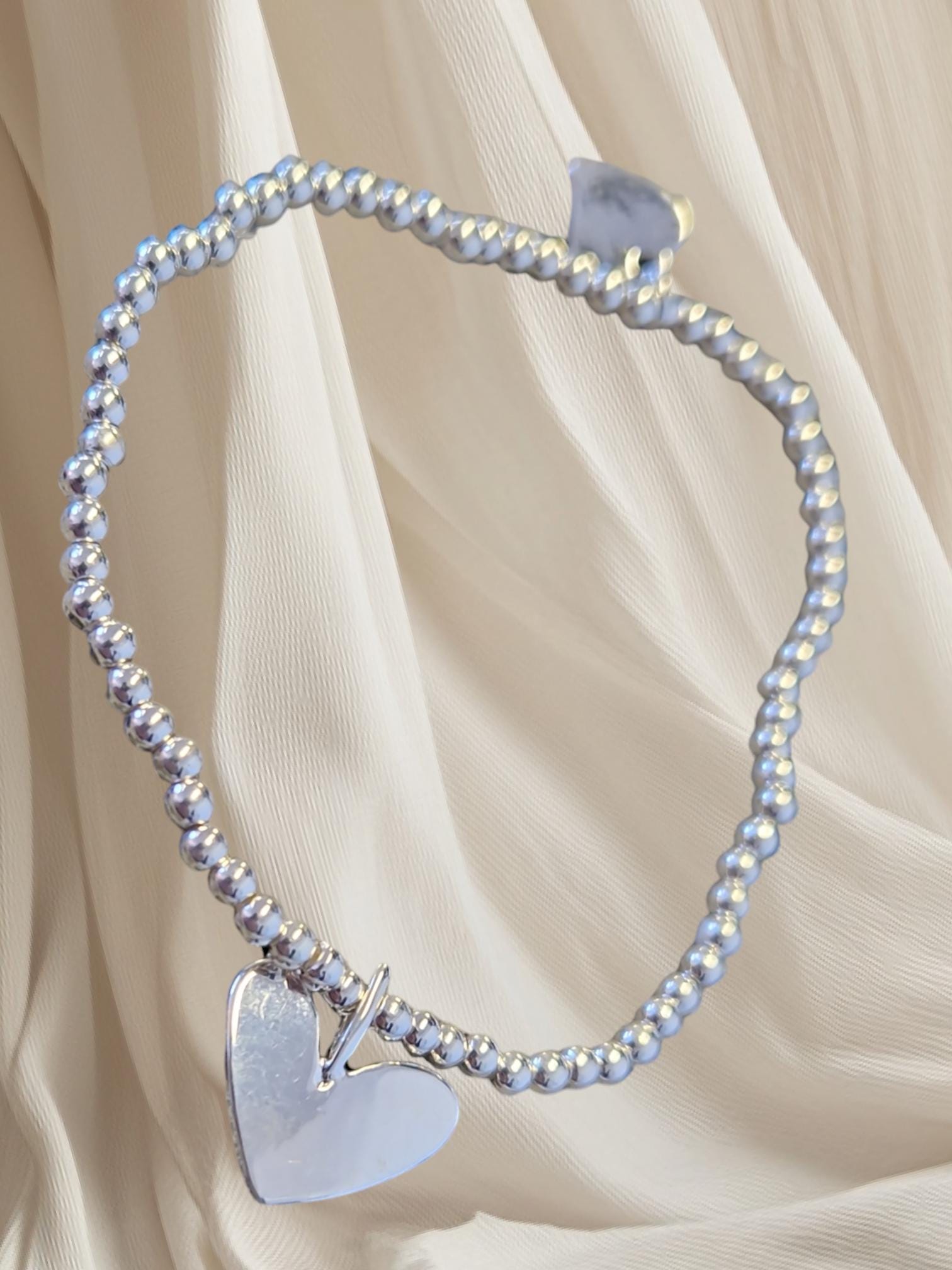 50th Birthday Bracelet | Silver Plated Heart Charm | Gift for Her | Milestone Birthday Jewellery | Personalised Birthday Gift for Women