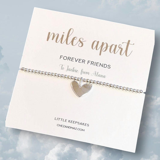 Miles apart, forever friends Personalised.. Bracelet I friend gift I family I Love I Long-distance I Silver Plated Bracelet Ju8