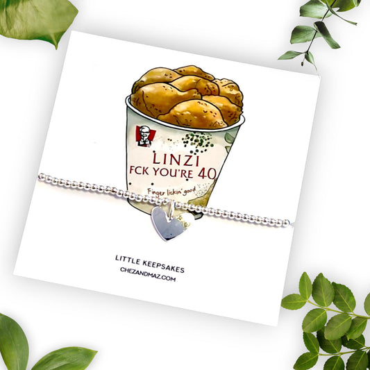 Personalised FCK You're ... Funny Getting Old Birthday Bracelet Colonel Sanders KFC | Rude 30th 40th 50th  I Silver Plated I Any Age