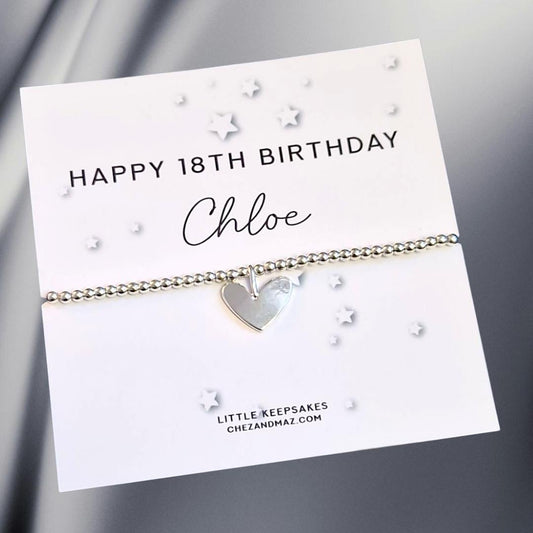 Personalised I Happy 18th Birthday I  18 I Eighteen I  Silver Plated Charm Bracelet & Silver Coloured Charm I 18th Birthday Keepsake- M6