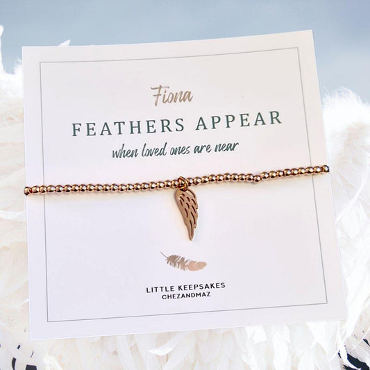 Feathers Appear When Loved Ones Are Near I Bracelet Personalised I Loss And Grief I Stretch Heart Charm Bracelet I Bereavement Silver Gift