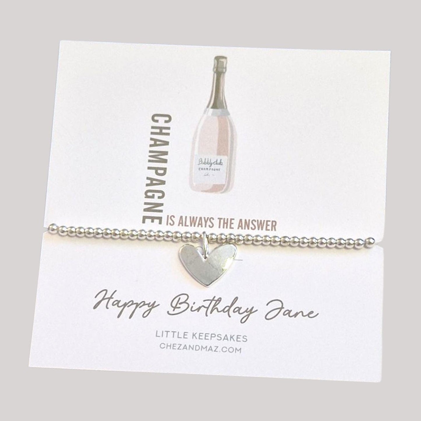 Champagne Happy Birthday I Birthday Gifts For her I Beaded Silver Jewellery with Silver champagne glasses I Champagne is always the answer