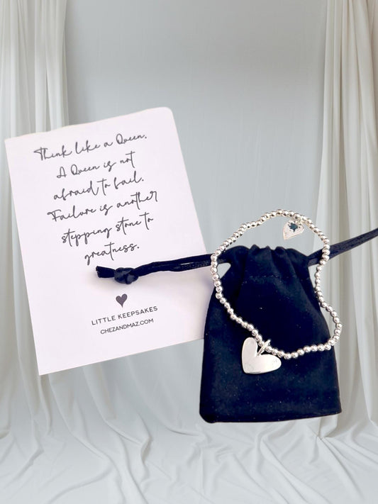 Think like a queen, a queen is not afraid to fail | Empowering Gift | Silver Stacker Bracelet I Encouragement I  I Friend I Quote