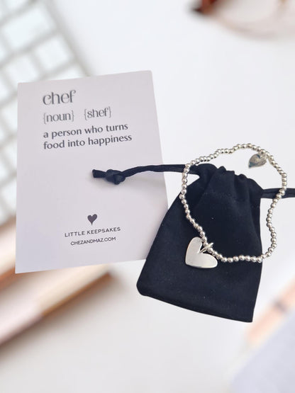 Chef Gift I Female Cook I Noun I Description | Empowering Gift | Silver Bracelet I Encouragement I Fun Gift I Friend I Quote