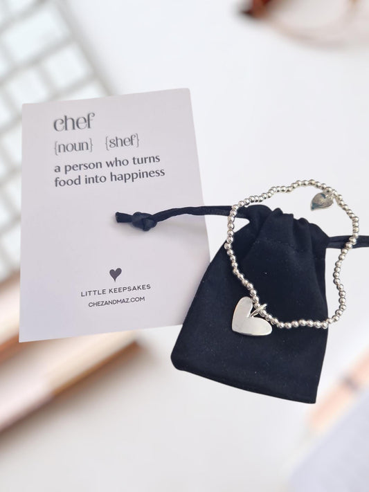 Chef Gift I Female Cook I Noun I Description | Empowering Gift | Silver Bracelet I Encouragement I Fun Gift I Friend I Quote