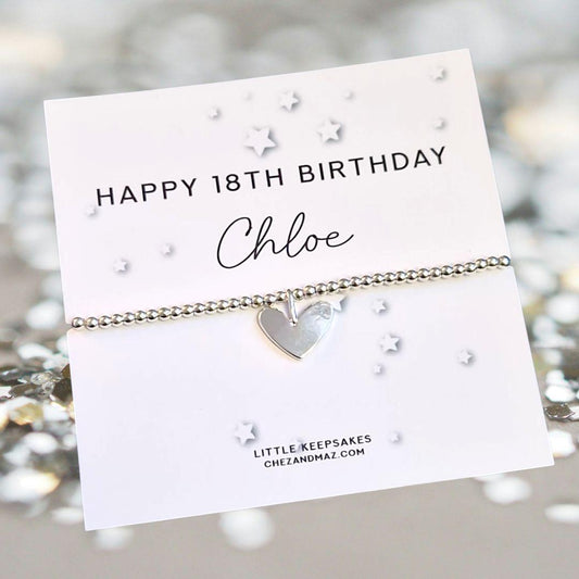 Personalised I Happy 18th Birthday I  18 I Eighteen I  Silver Plated Charm Bracelet & Silver Coloured Charm I 18th Birthday Keepsake- M6
