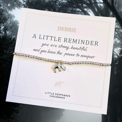 Personalised I A little reminder, you are strong, beautiful and you have the power to conquer | Elephant Charm| Silver Bracelet I CC99