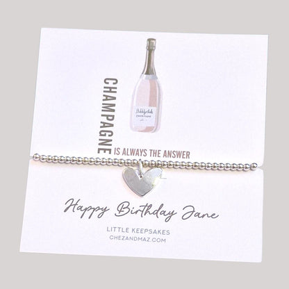 Champagne Happy Birthday I Birthday Gifts For her I Beaded Silver Jewellery with Silver champagne glasses I Champagne is always the answer