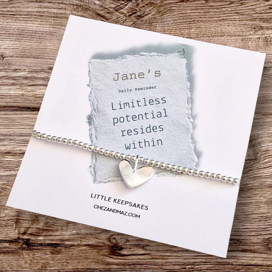 Personalised Limitless Potential Resides within Inspirational Reminder | Daily Affirmation I Silver Plated Bracelet | Friend Letterbox Gift