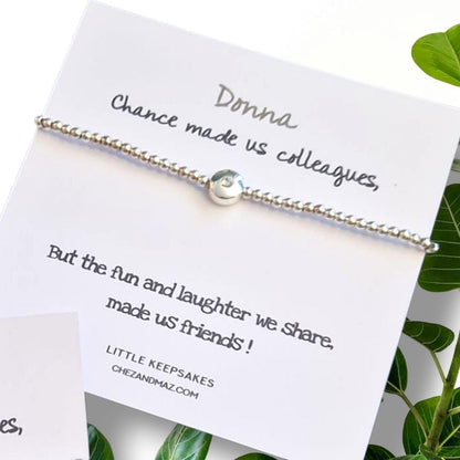 Personalised Chance made us Colleagues Friendship Gift | Leaving Gift | Retirement Gift | Work Friend I Silver Plated Charm Bracelet JU980